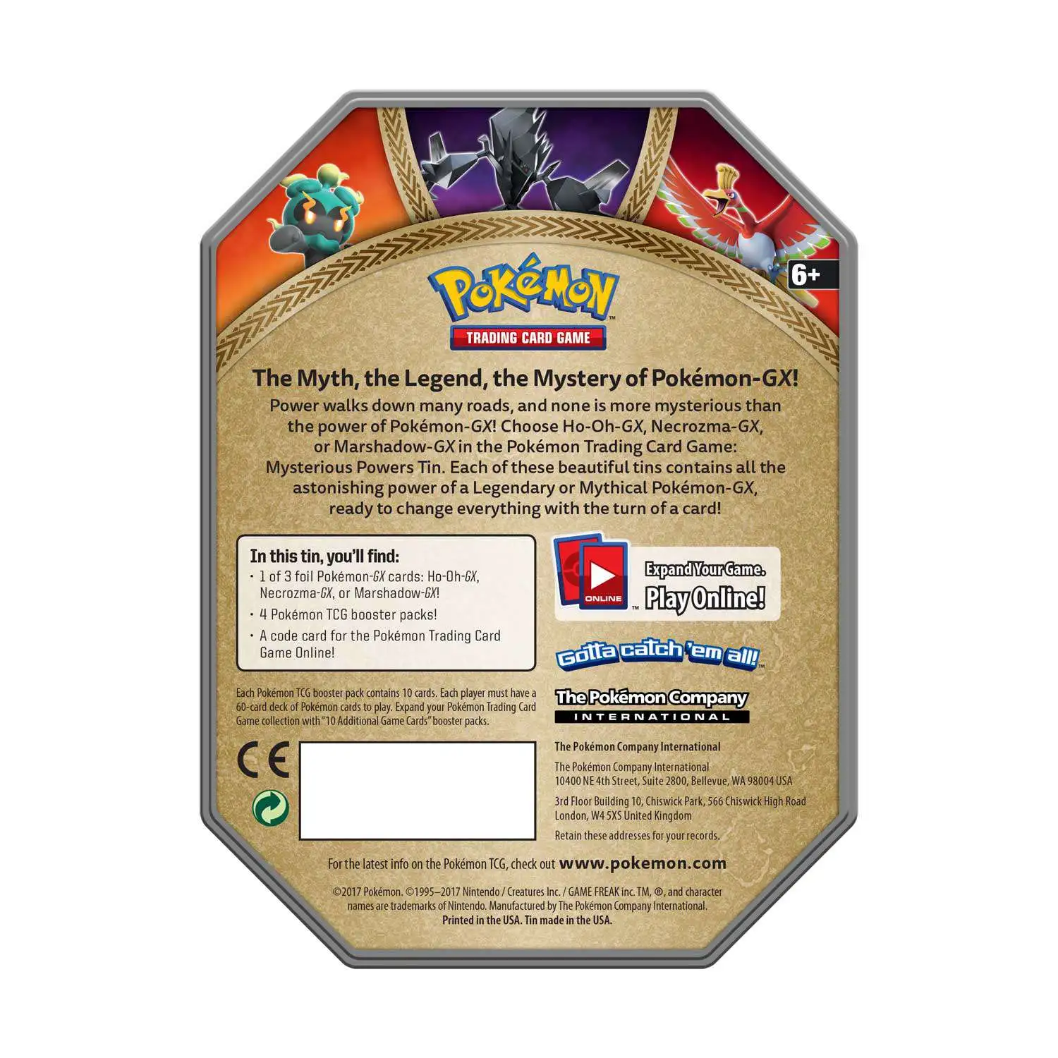 Marshadow Gx Mysterious Powers Tin Plus Booster Pack New Sealed Pokémon TCG 