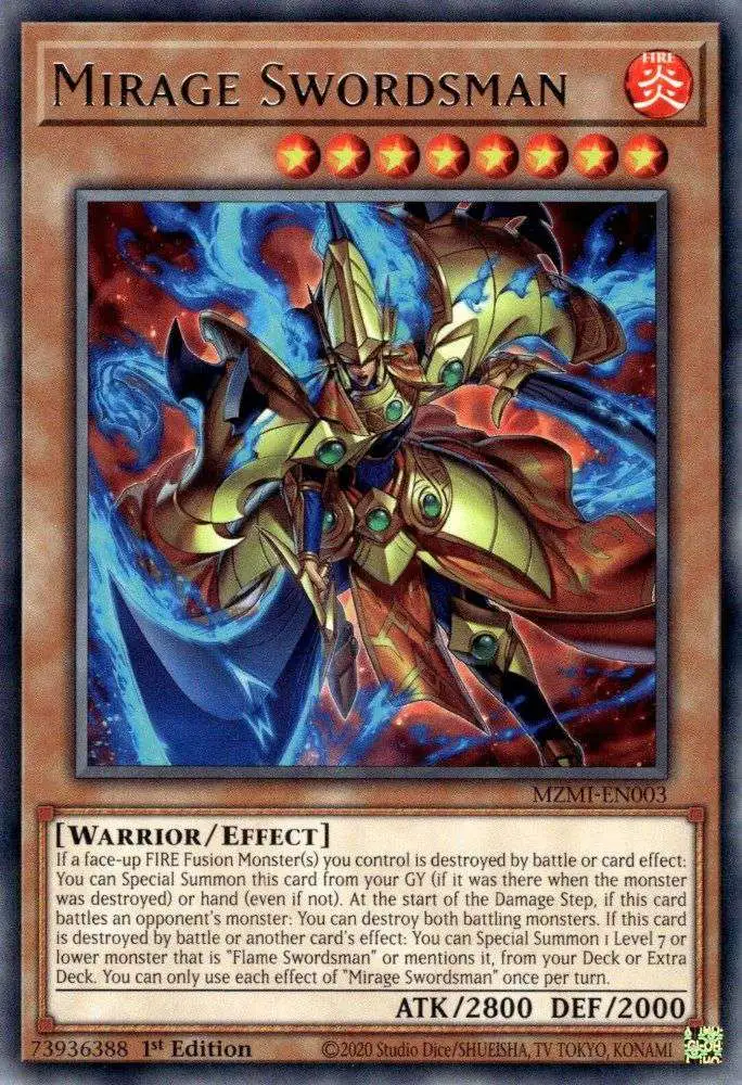 YuGiOh Trading Card Game Maze of Millennia Rare Mirage Swordsman MZMI-EN003