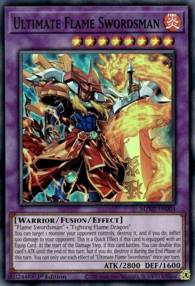 YuGiOh Trading Card Game Maze of Millennia Super Rare Ultimate Flame Swordsman MZMI-EN004