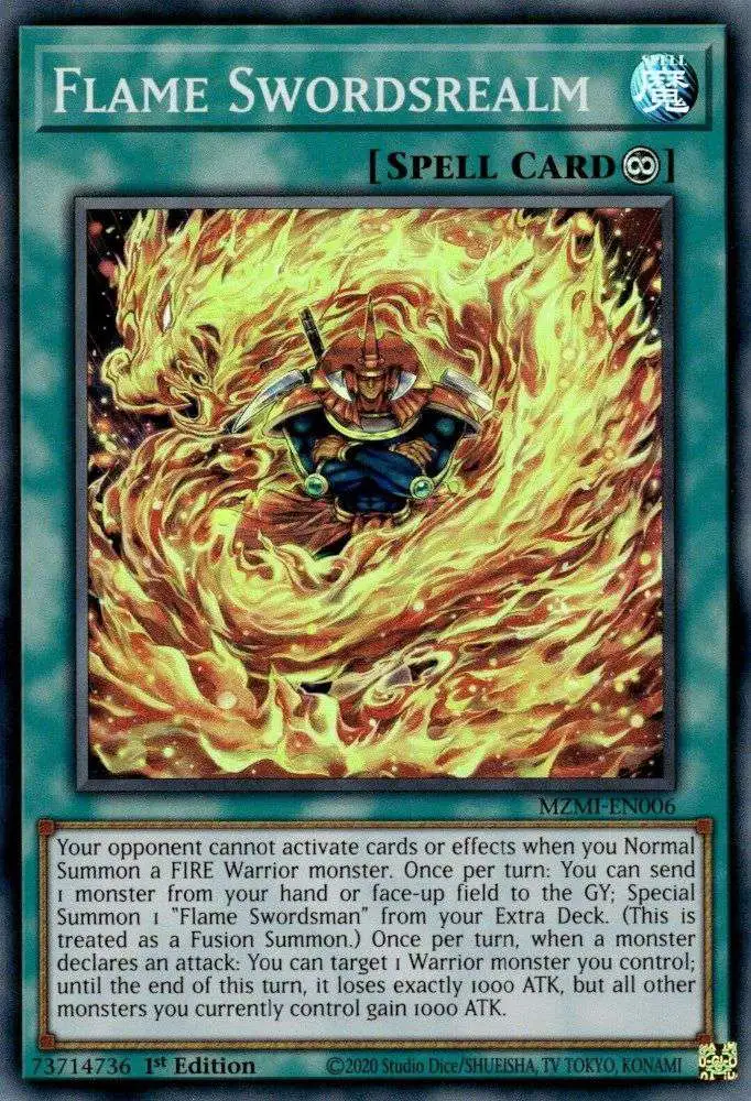 YuGiOh Trading Card Game Maze of Millennia Super Rare Flame Swordsrealm MZMI-EN006