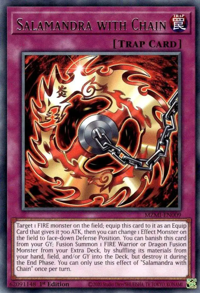 YuGiOh Trading Card Game Maze of Millennia Rare Salamandra with Chain MZMI-EN009