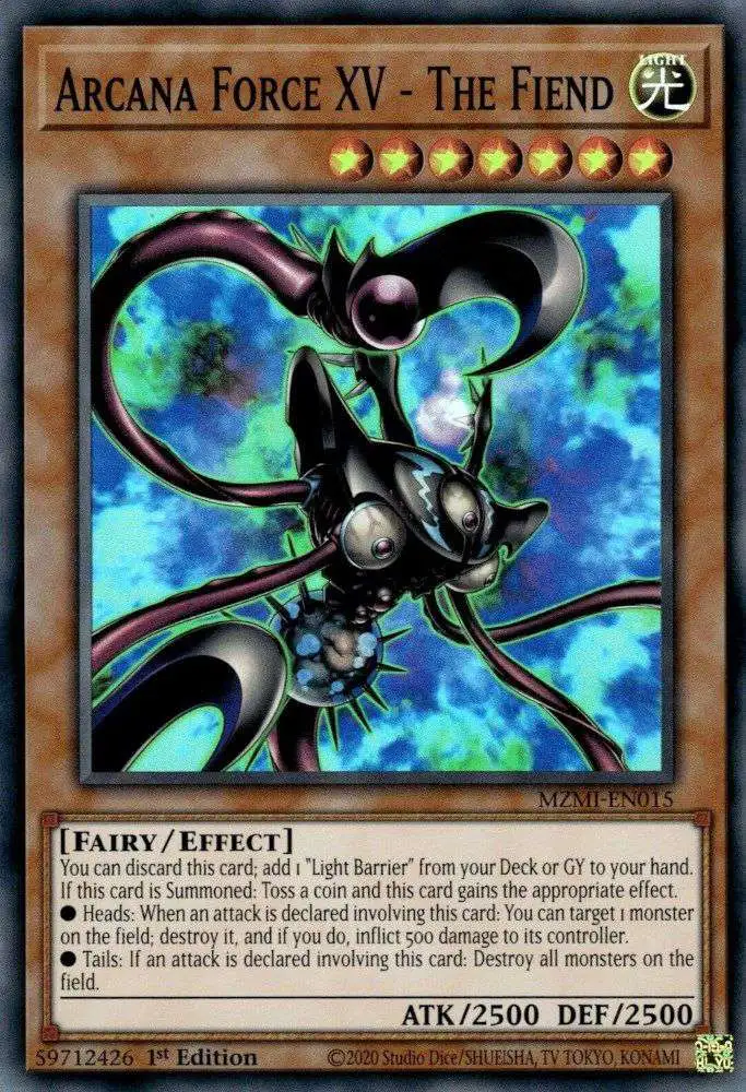 YuGiOh Trading Card Game Maze of Millennia Super Rare Arcana Force XV - The Fiend MZMI-EN015