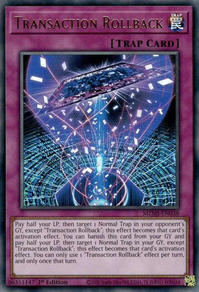 YuGiOh Trading Card Game Maze of Millennia Ultra Rare Transaction Rollback MZMI-EN038