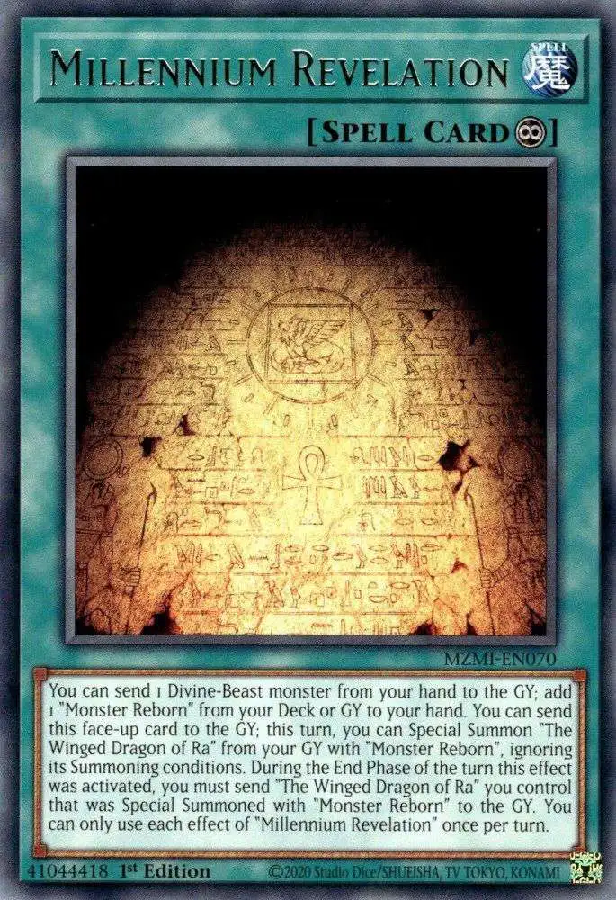 YuGiOh Trading Card Game Maze of Millennia Rare Millennium Revelation MZMI-EN070