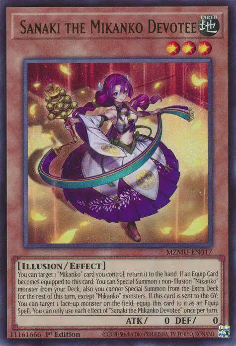 YuGiOh Trading Card Game Maze of Muertos Ultra Rare Sanaki the Mikanko Devotee MZMU-EN017