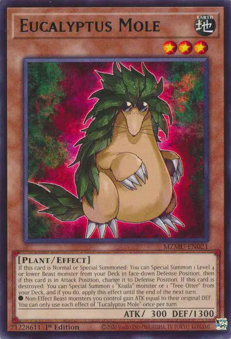 YuGiOh Trading Card Game Maze of Muertos Rare Eucalyptus Mole MZMU-EN021