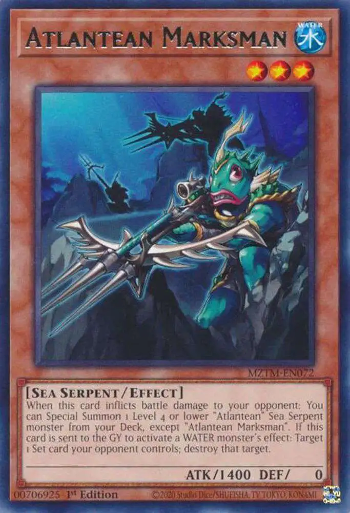 YuGiOh Trading Card Game Maze of the Master Rare Atlantean Marksman MZTM-EN072