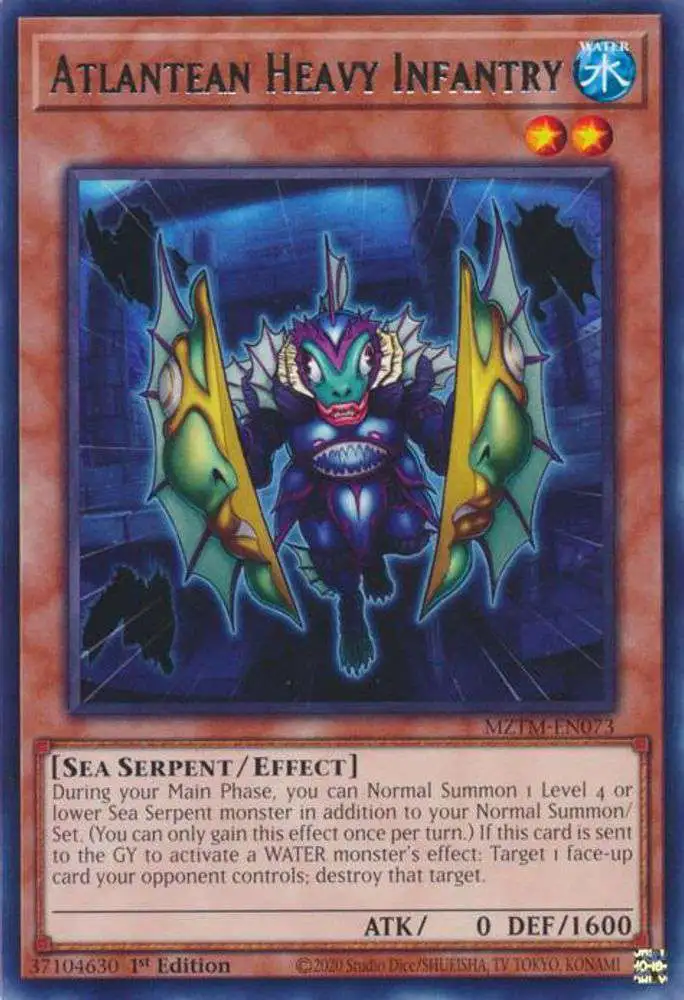 YuGiOh Trading Card Game Maze of the Master Rare Atlantean Heavy Infantry MZTM-EN073