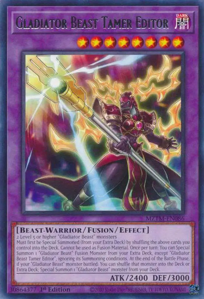 YuGiOh Trading Card Game Maze of the Master Rare Gladiator Beast Tamer Editor MZTM-EN086