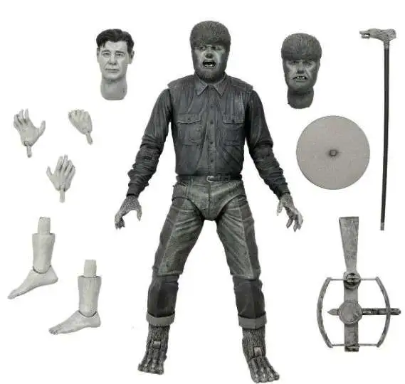 NECA Universal Monsters The Wolf Man (1941) Wolf Man Action Figure [Ultimate Version, Black & White, Damaged Package]