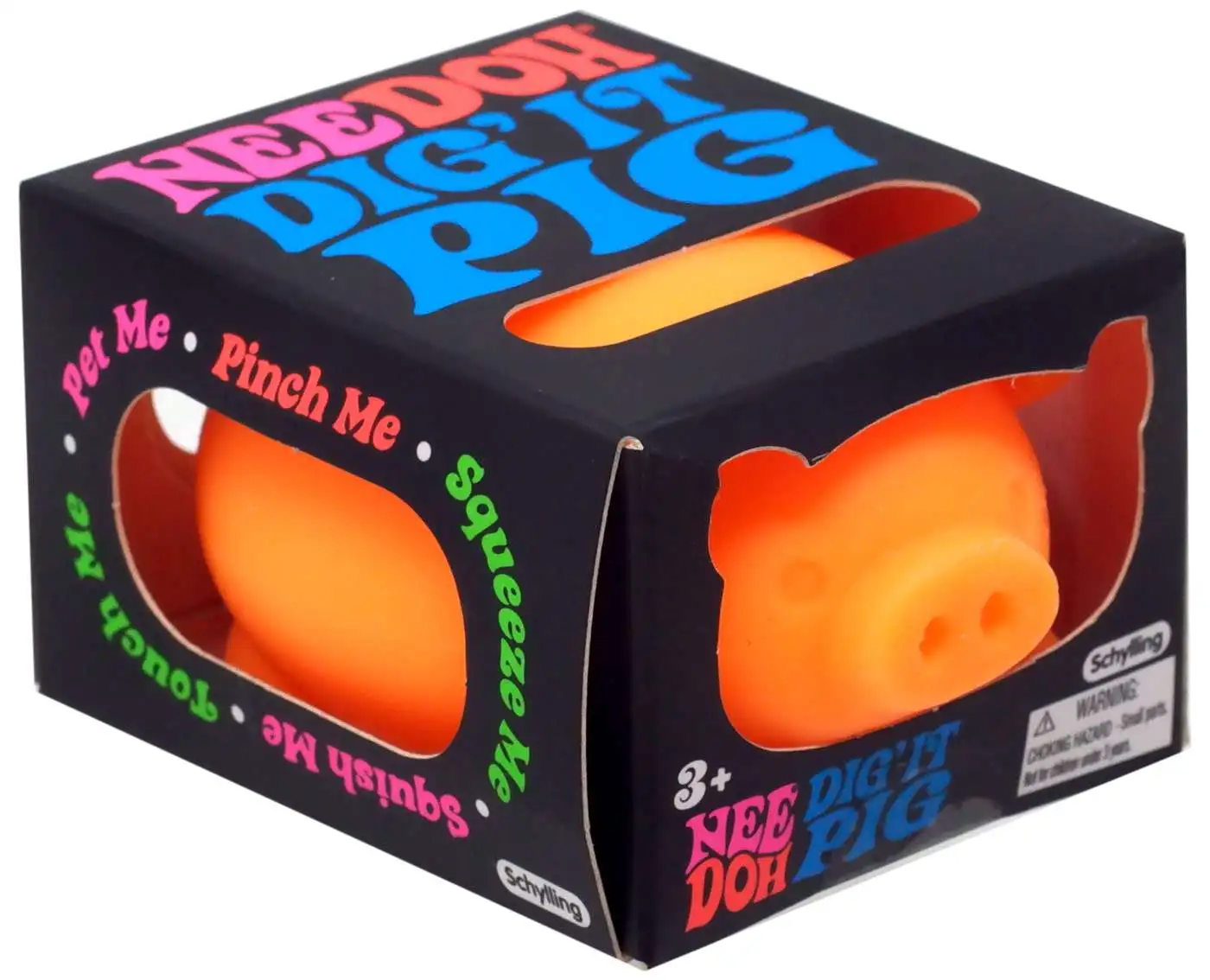 NeeDoh The Groovy Glob Dig' It Pig ORANGE 2.5 Small Stress Ball