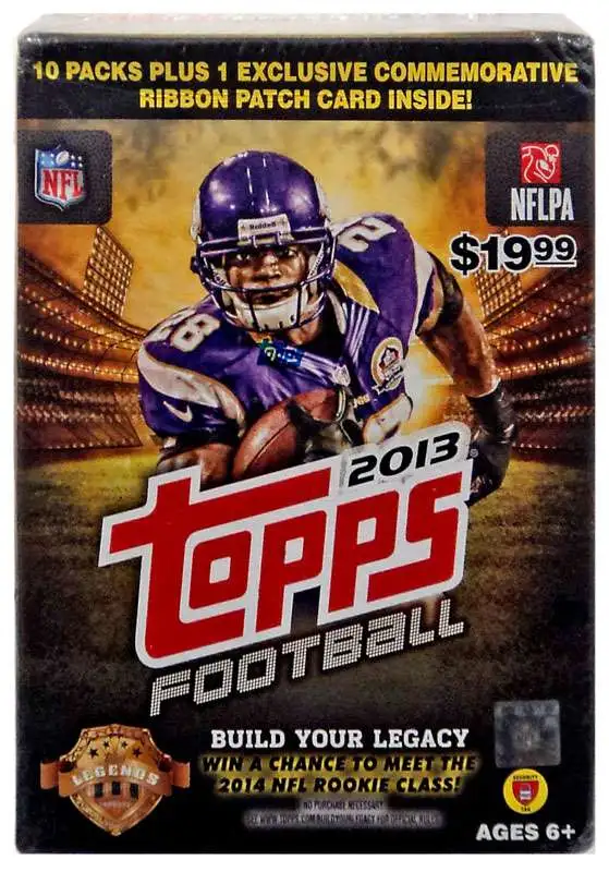 NFL Topps 2013 Football Trading Card BLASTER Box [10 Packs + 1 Commemorative Ribbon Patch Card]