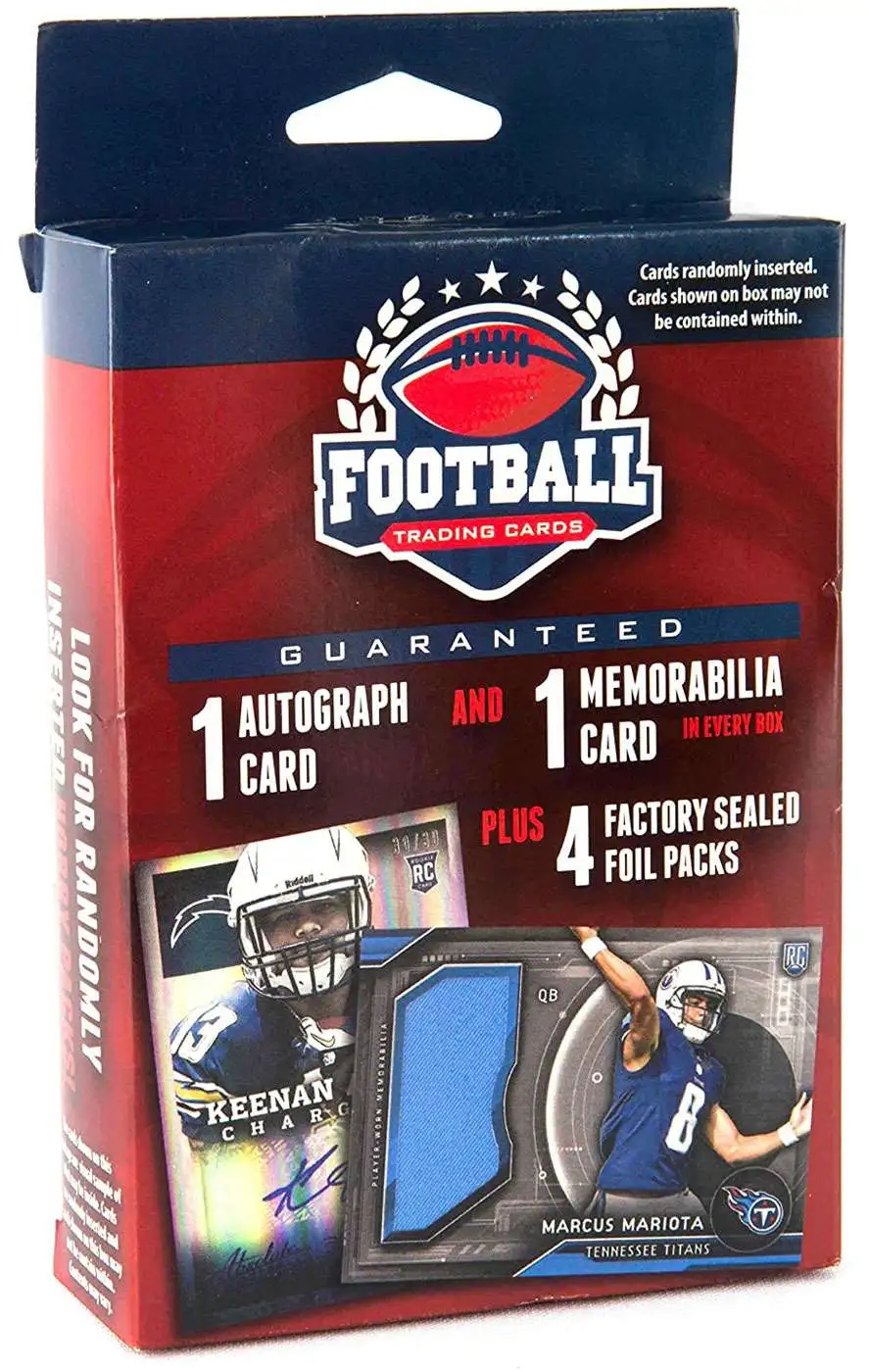 NFL Autograph Relic Trading Card HANGER Box 4 Packs, 1 Autograph 1