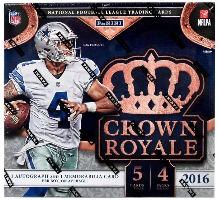 NFL Panini 2016 Crown Royale Football Trading Card RETAIL Box [4 Packs, 1 Autograph & 1 Memorabilia Card]