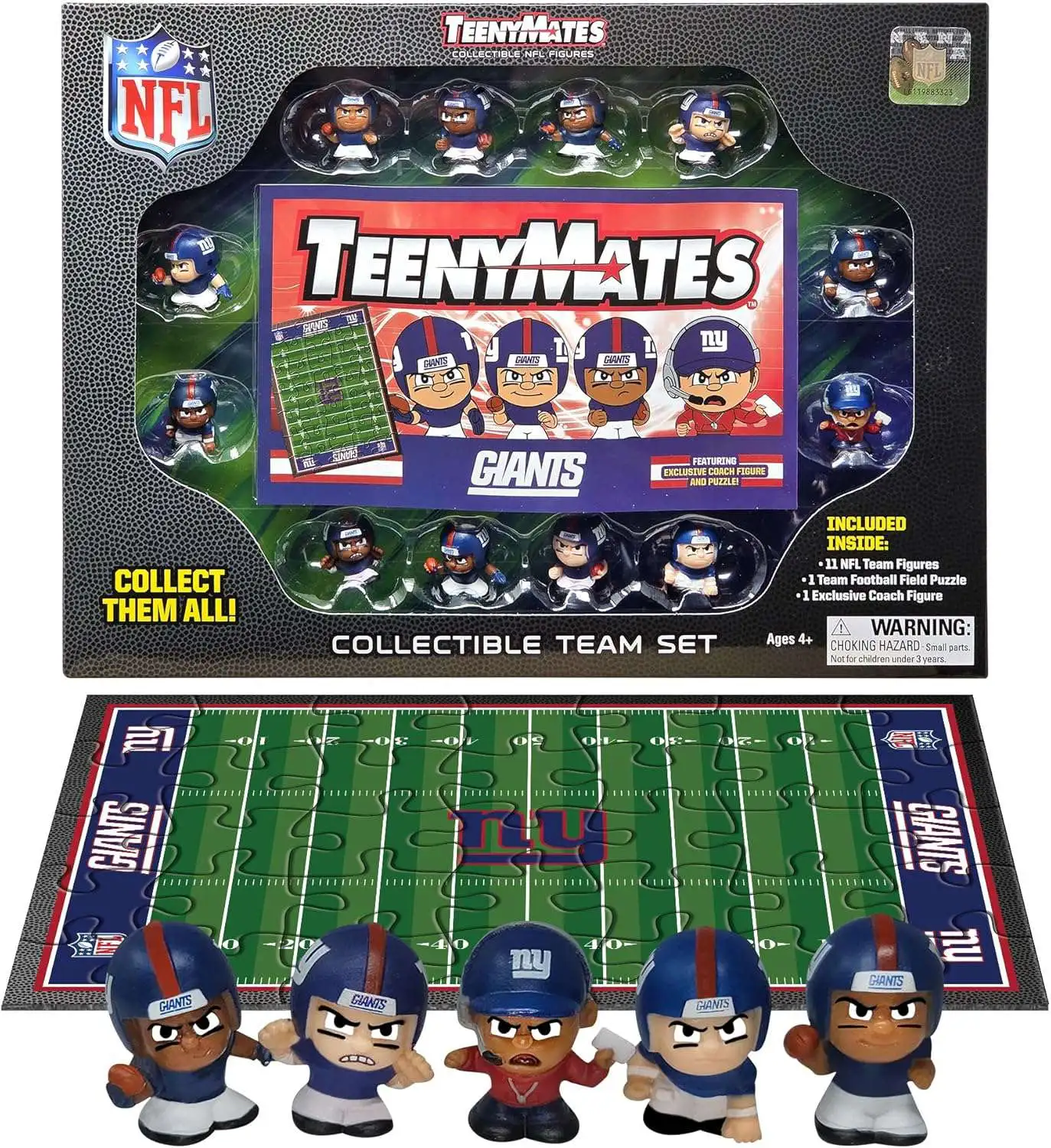 NFL TeenyMates 2024 Football New York Giants 12-Figure Team Set [11 Team Figures, 1 Coach & Playing Field]