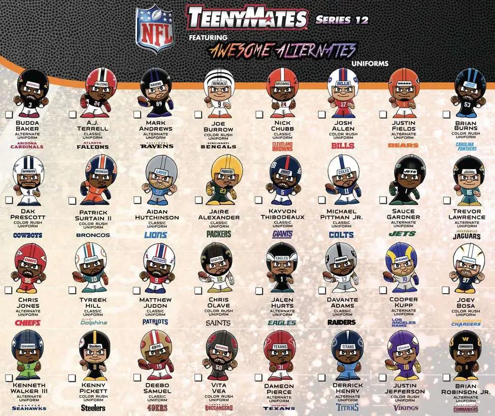 NFL TeenyMates 2024 Football Series 12 Mystery Pack 2 RANDOM Figures ...