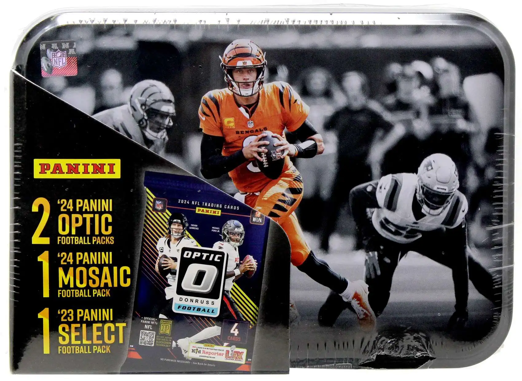 NFL Cincinnati Bengals 2023-24 Panini Football Joe Burrow Trading Card  COLLECTOR Tin [4 Packs]