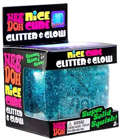 NeeDoh Nice Cube GLITTER & GLOW Exclusive Stress Ball [1 RANDOM Color]