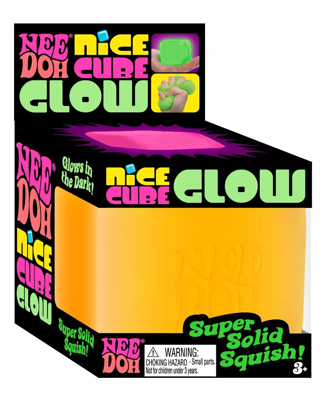 NeeDoh Nice Cube GLOW ORANGE Stress Ball [Glows in the Dark!]