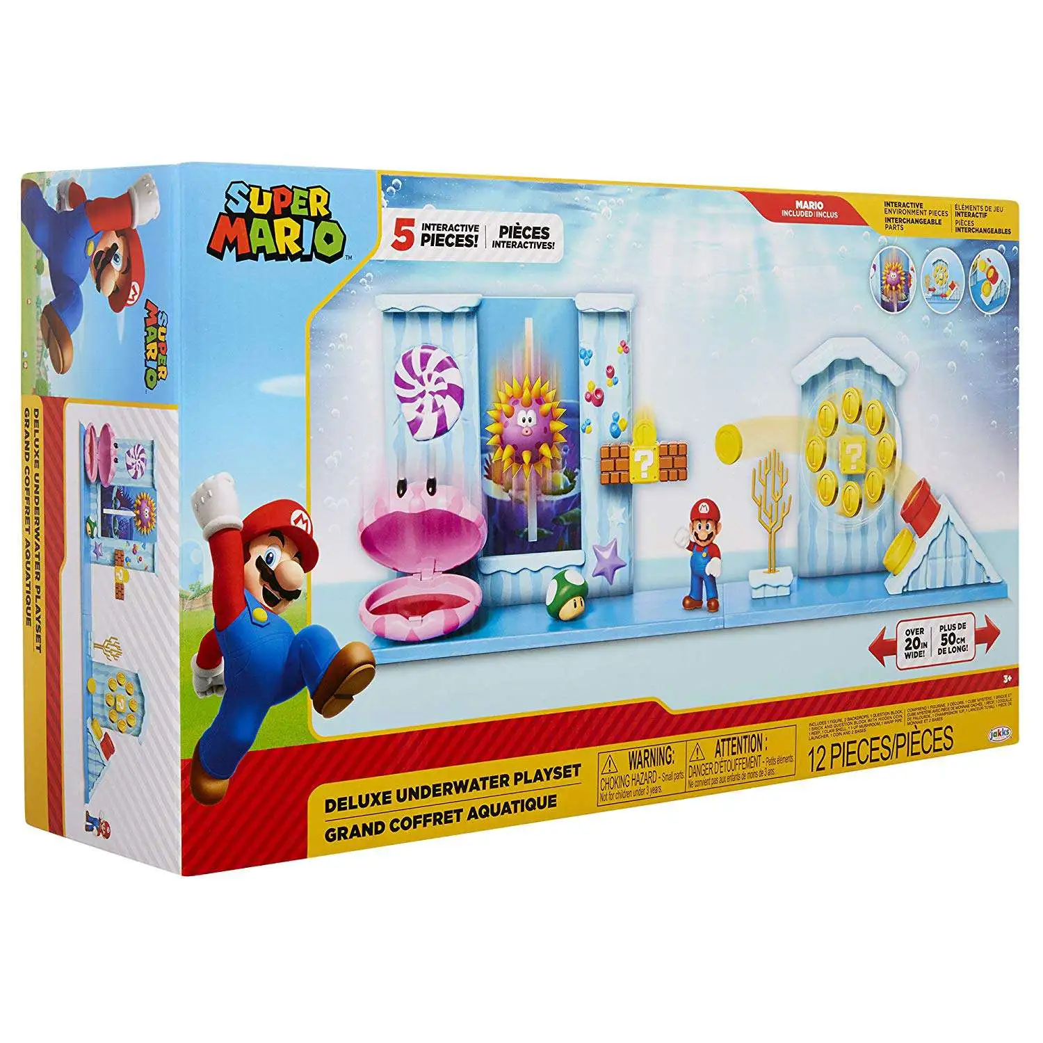 World of Nintendo Super Mario Deluxe Underwater 2.5-Inch Playset [Mario & 1-Up Mushroom]