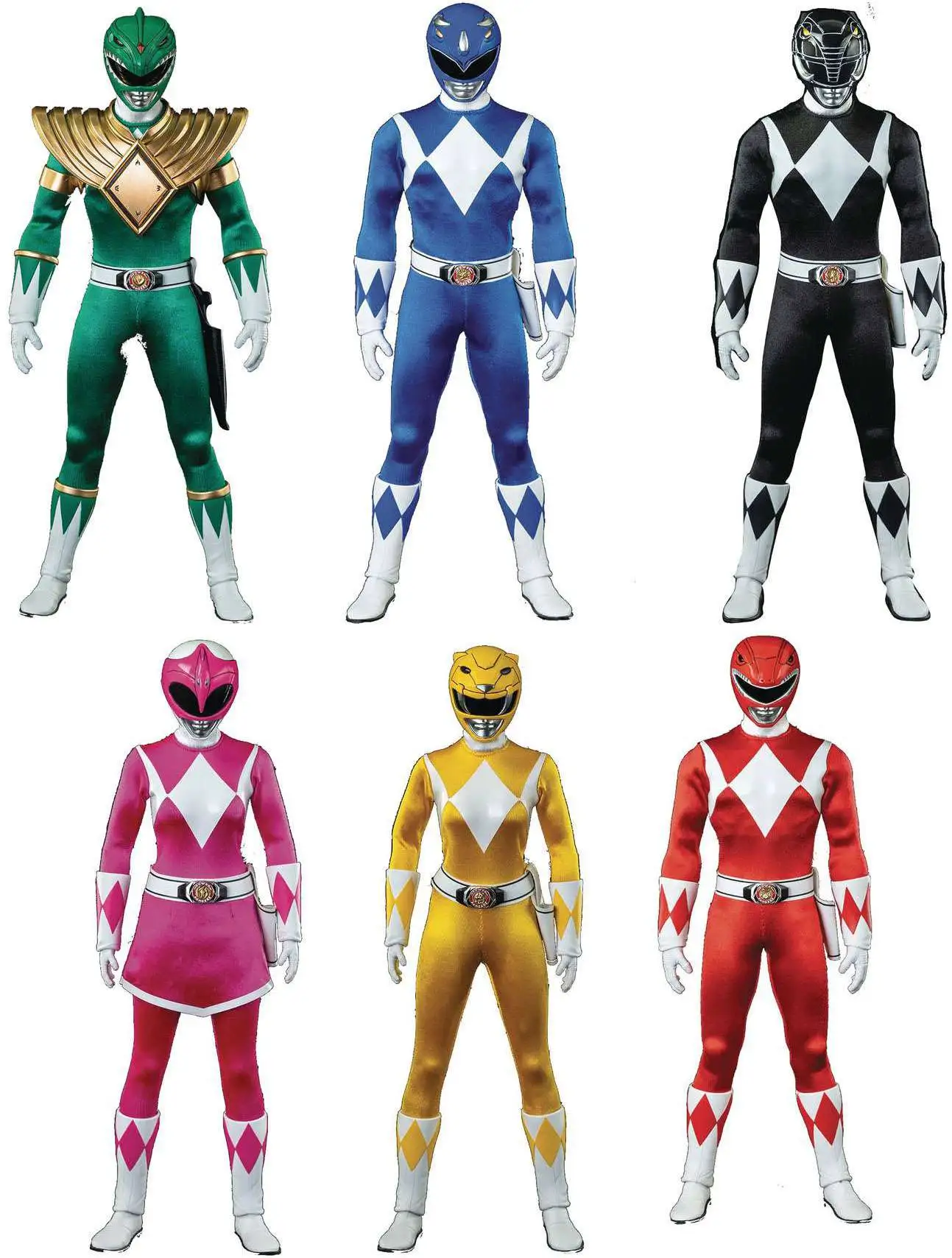 Mighty Morphin Red, Blue, Green, Black, Pink Yellow Rangers 16 Action Figure 6-Pack ThreeZero x Hasbro - ToyWiz