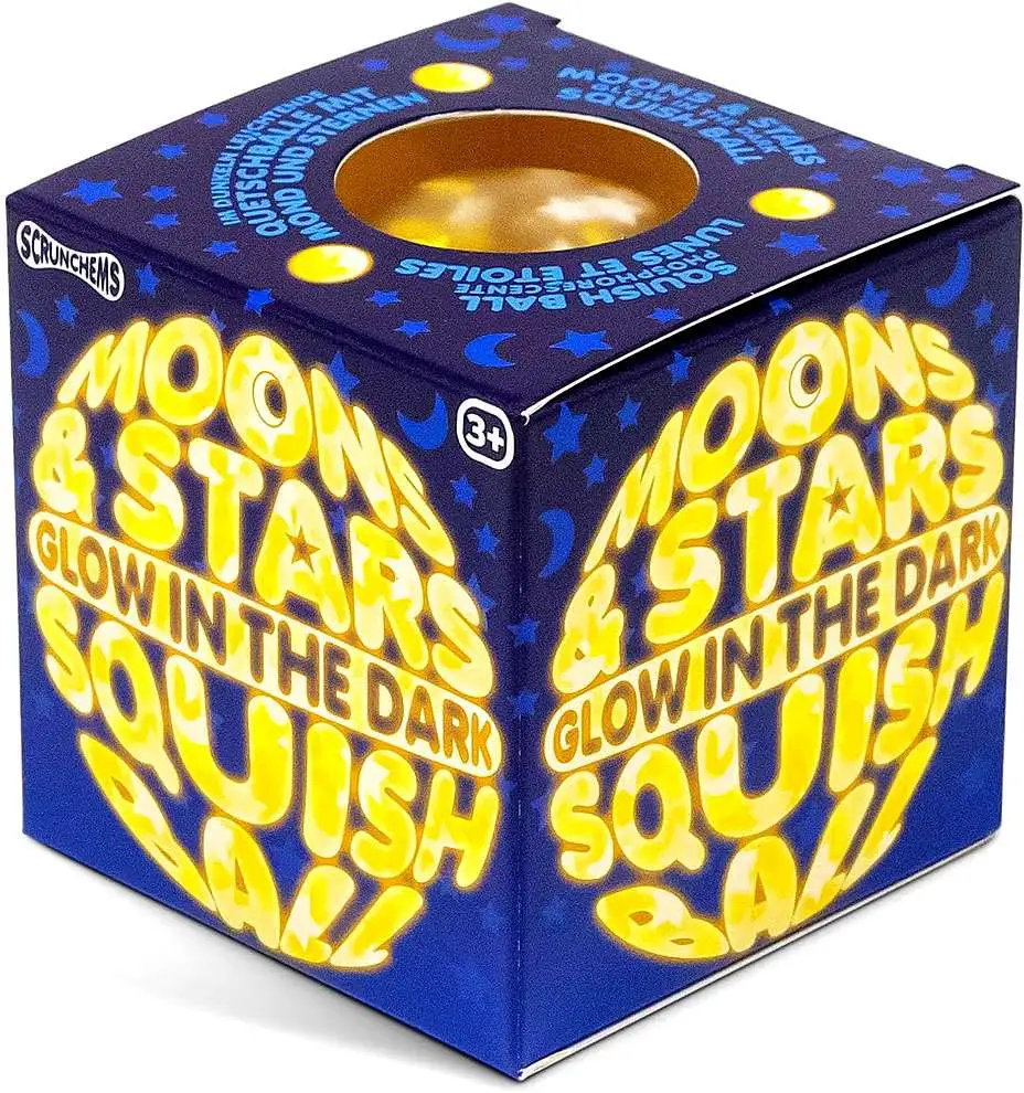 Scrunchems Moons & Stars Glow-in-the-Dark Squish Ball Sensory Stress Toy [1 RANDOM Color]