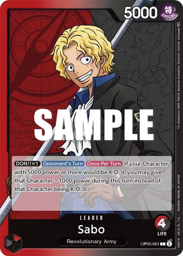 One Piece Trading Card Game Awakening of the New Era Leader Sabo OP05-001