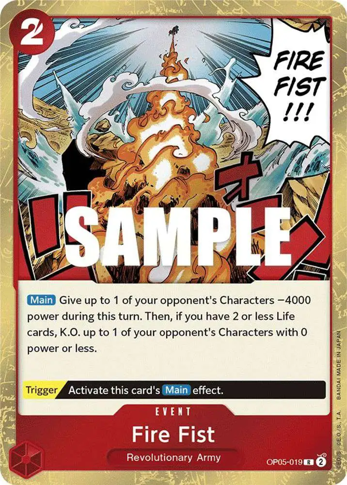 One Piece Trading Card Game Awakening of the New Era Rare Fire Fist OP05-019