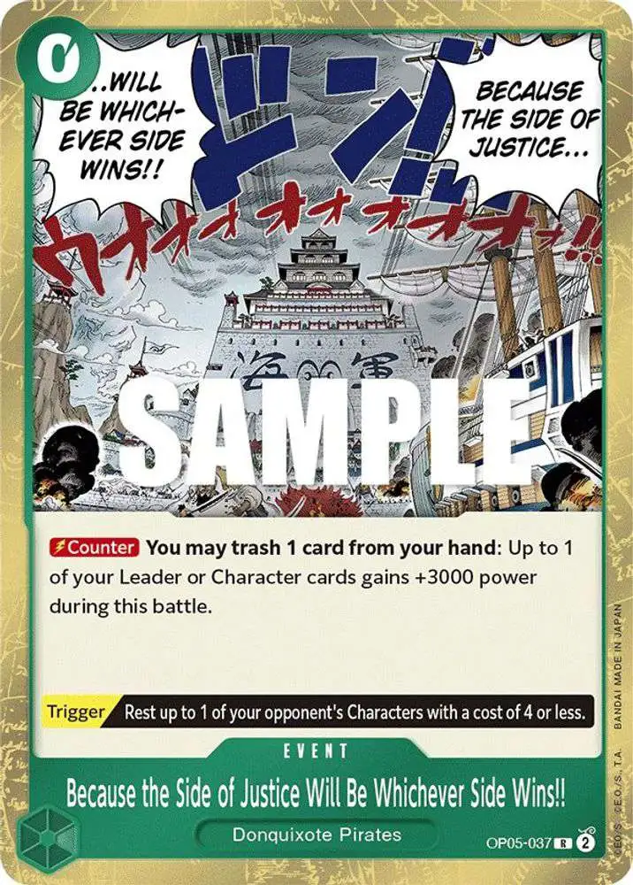 One Piece Trading Card Game Awakening of the New Era Single Card Rare  Because the Side of Justice Will Be Whichever Side Wins OP05-037 - ToyWiz