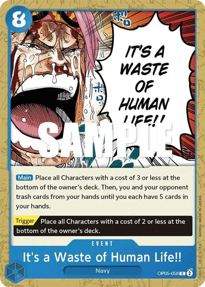 one piece trading card game value Awakening of the New Era Single Card Common Its a Waste of Human Life OP05-058 One Piece Trading Card Game
