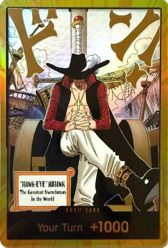 One Piece Trading Card Game The Azure Sea's Seven DON!! DON!! Card [Dracule  Mihawk Gold]