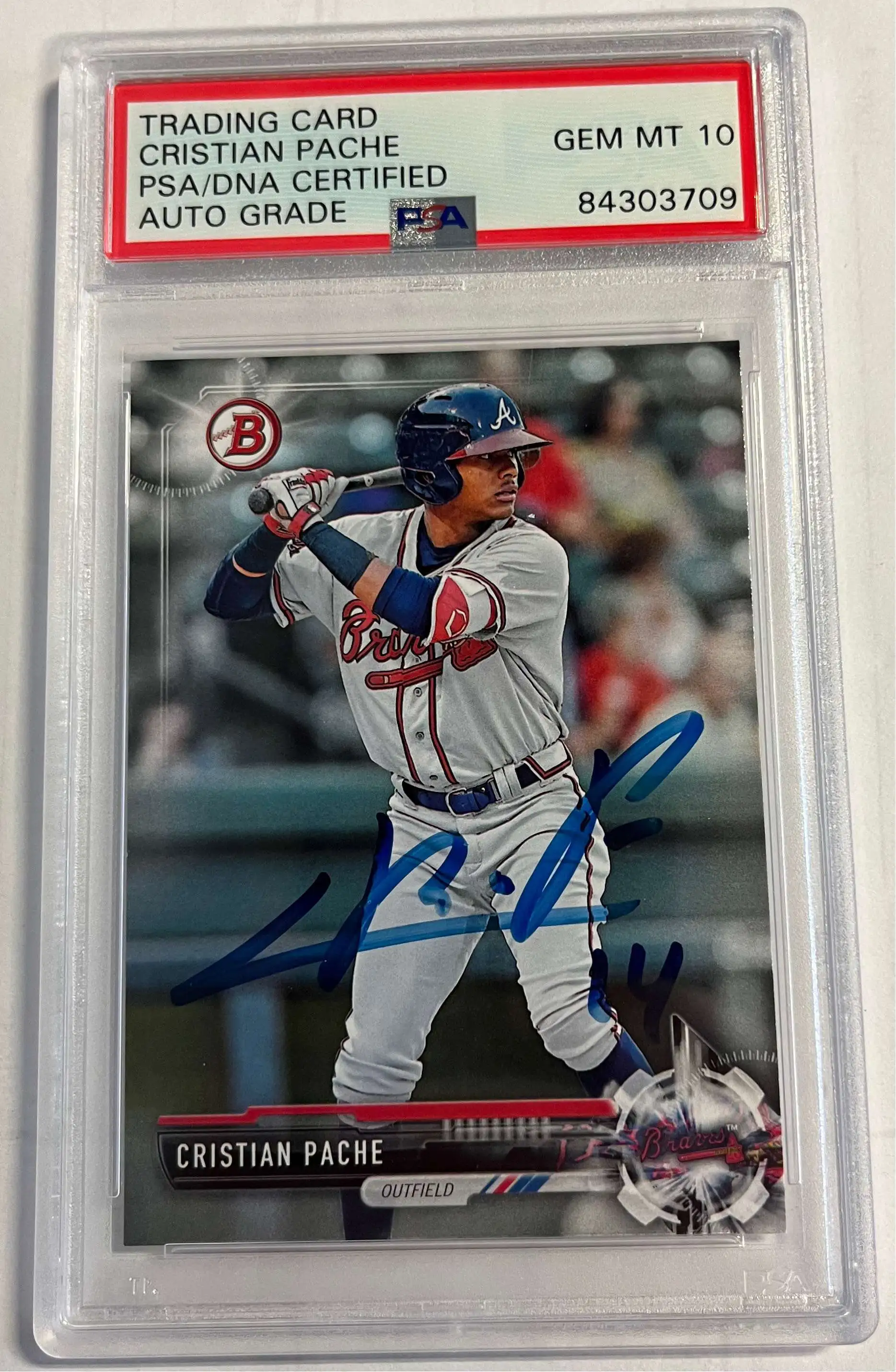 MLB 2017 Bowman Baseball Cristian Pache On Card Autograph Graded Card BD-40 [Autograph] [PSA 10]