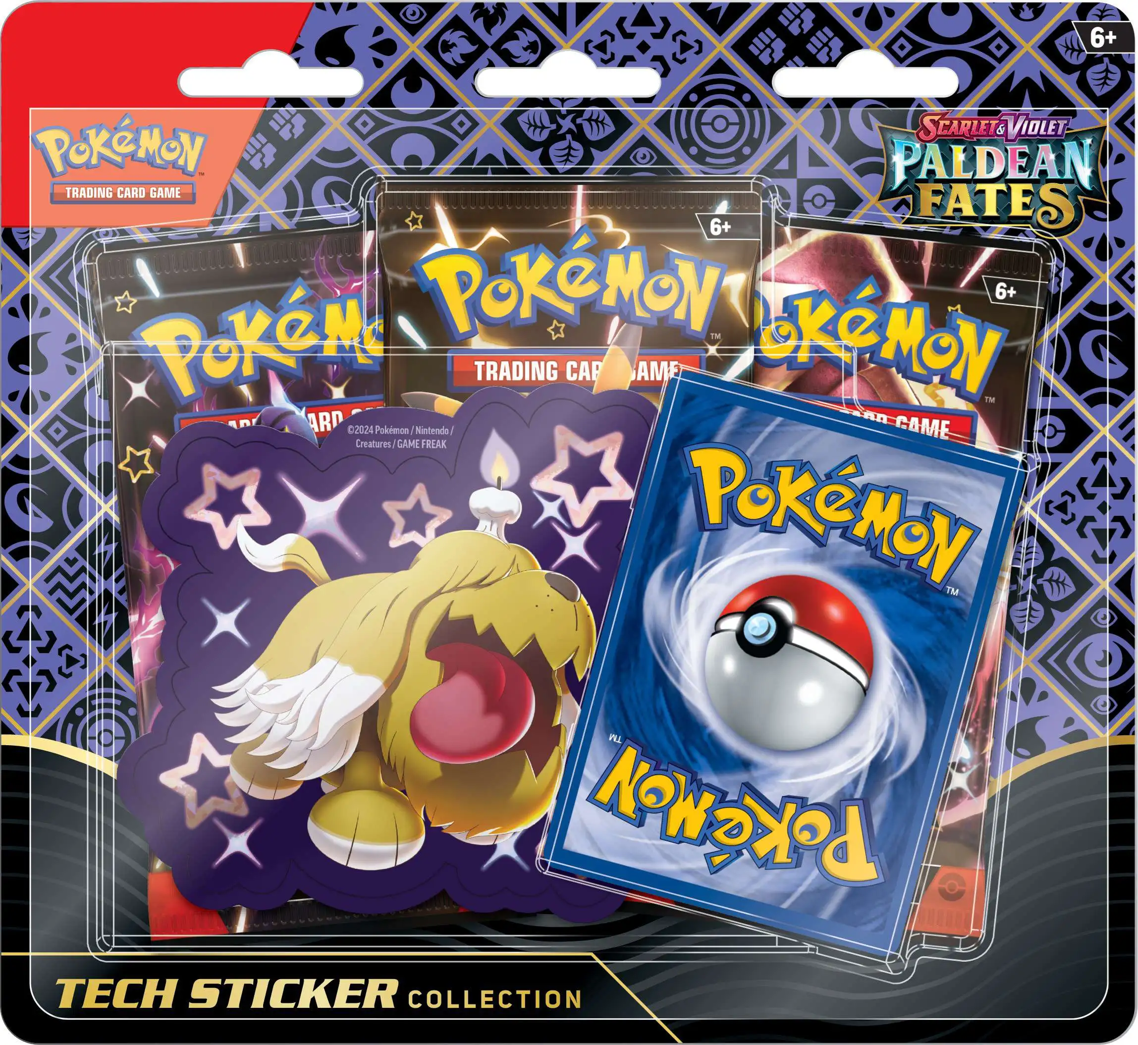 Pokemon Trading Card Game Scarlet & Violet Paldean Fates Greavard Tech Sticker Collection [3 Booster Packs, Shiny Promo Card & Sticker]