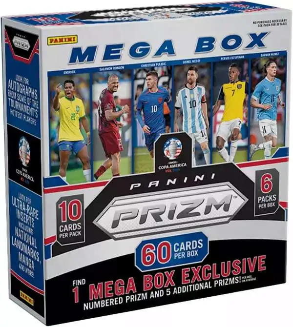 Prizm Panini 2023-24 Copa America Soccer Trading Card MEGA Box [6 Packs]