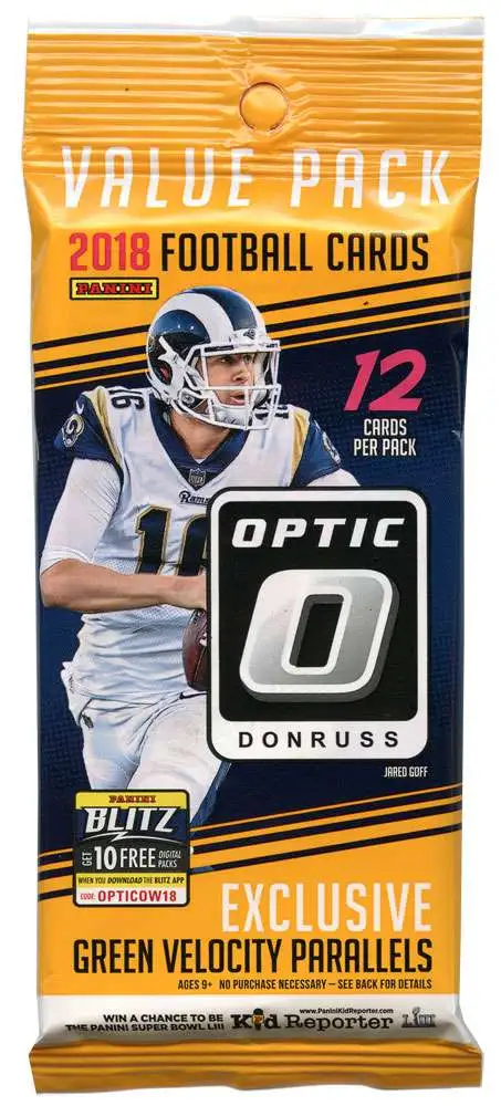 NFL Panini 2018 Donruss Optic Football Trading Card VALUE Pack [12 Cards]