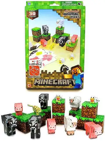 Lot of 2 Minecraft Papercraft Animal Mobs 16701 & Utility Pack 16702.  Jazwares