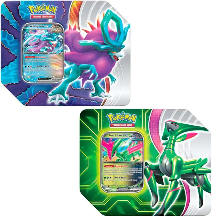 Pokemon Paradox Clash Walking Wake Ex Iron Leaves Ex Set Of 2 Tin Sets 