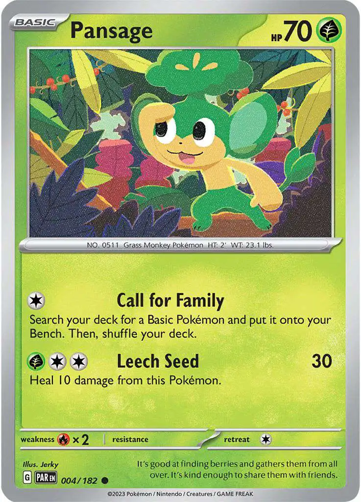 Pokemon Trading Card Game Paradox Rift Common Pansage #4