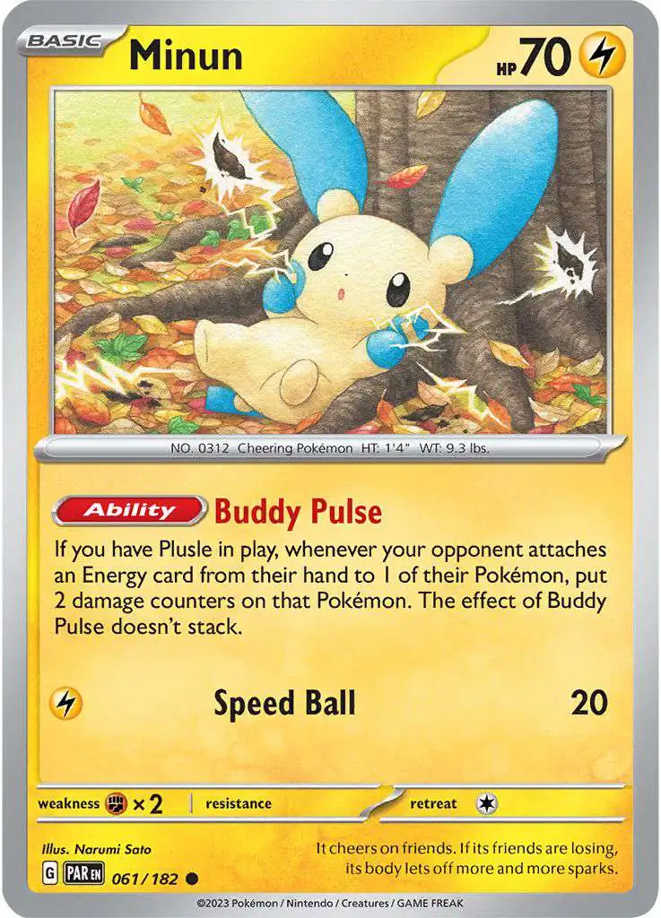 Pokemon Trading Card Game Paradox Rift Common Minun #61