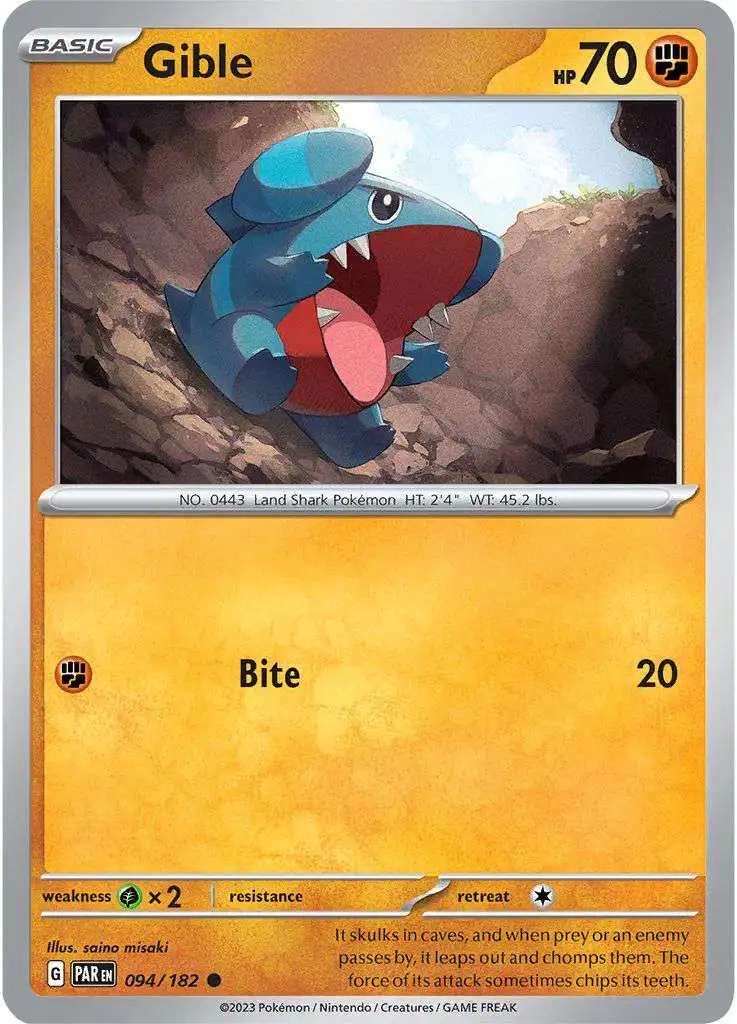 Pokemon Trading Card Game Paradox Rift Common Gible #94