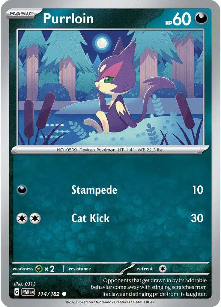 Pokemon Trading Card Game Paradox Rift Common Purrloin #114
