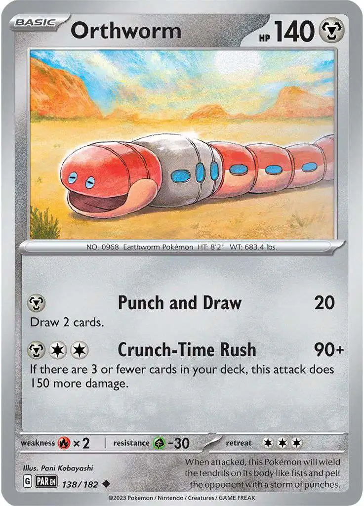 Pokemon Trading Card Game Paradox Rift Uncommon Orthworm #138