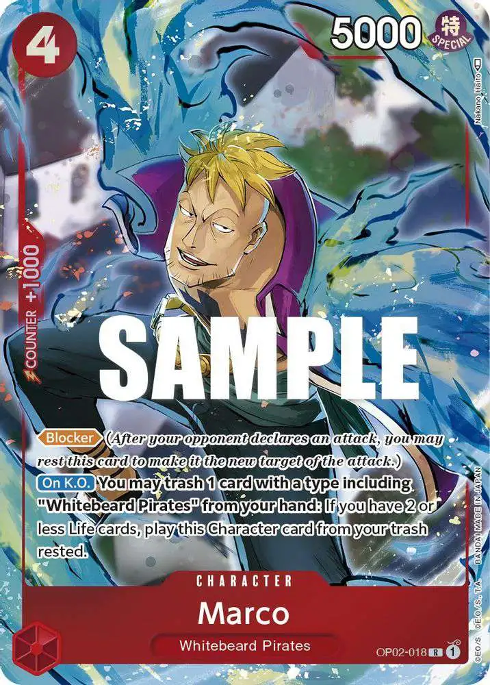 One Piece Trading Card Game Paramount War Rare Marco OP02-018 [Alternate Art]