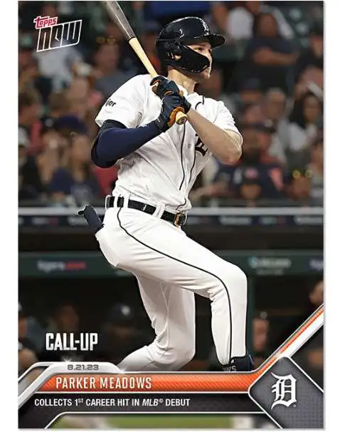 MLB Detroit Tigers 2023 NOW Baseball Parker Meadows Exclusive #744 [Rookie Card, Collects 1st Career hit in Major League Debut]