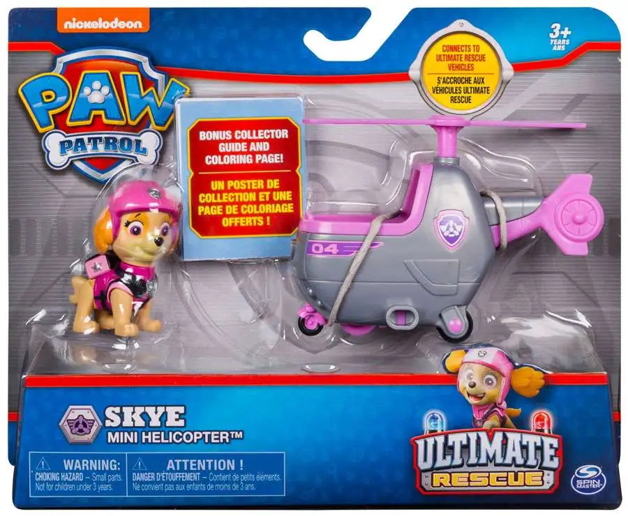 Paw Patrol Ultimate Rescue Skye Pup Figure & Mini Helicopter NEW 