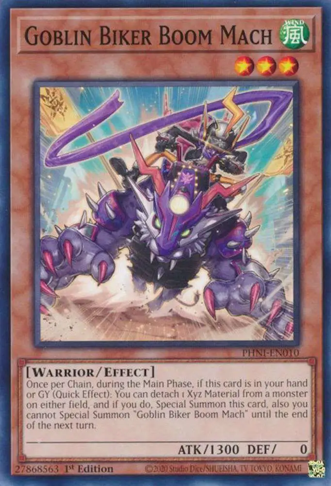 YuGiOh Trading Card Game Phantom Nightmare Common Goblin Biker Boom Mach PHNI-EN010