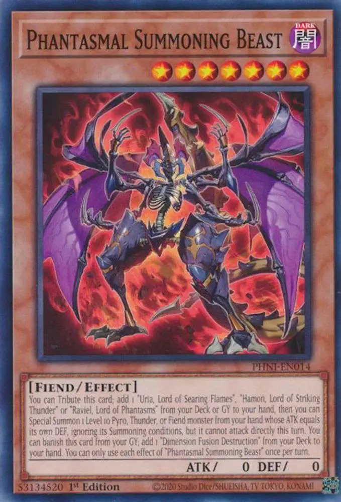 YuGiOh Trading Card Game Phantom Nightmare Common Phantasmal Summoning Beast PHNI-EN014