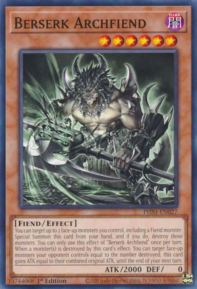 YuGiOh Trading Card Game Phantom Nightmare Common Berserk Archfiend PHNI-EN027