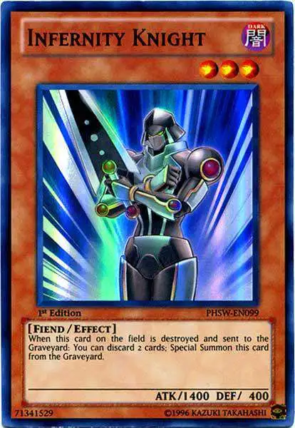 YuGiOh Trading Card Game Photon Shockwave Super Rare Infernity Knight PHSW-EN099