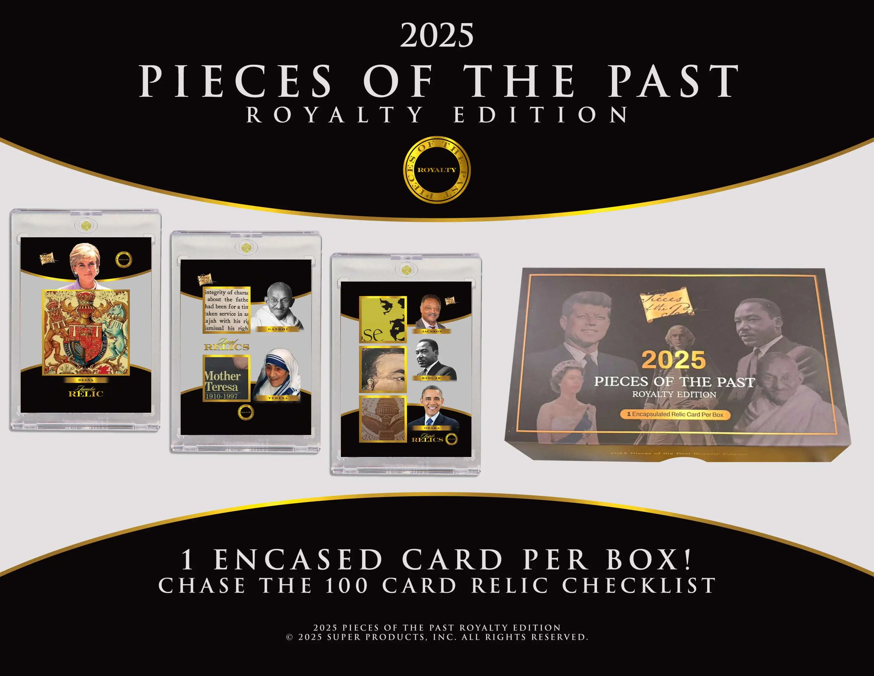 Super Break Pieces of the Past 2025 Royalty Edition Trading Card Box [1 Encapsulated Relic Per Box , 1 Hit Per Box]
